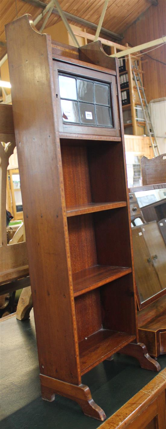 Small narrow inlaid open bookcase